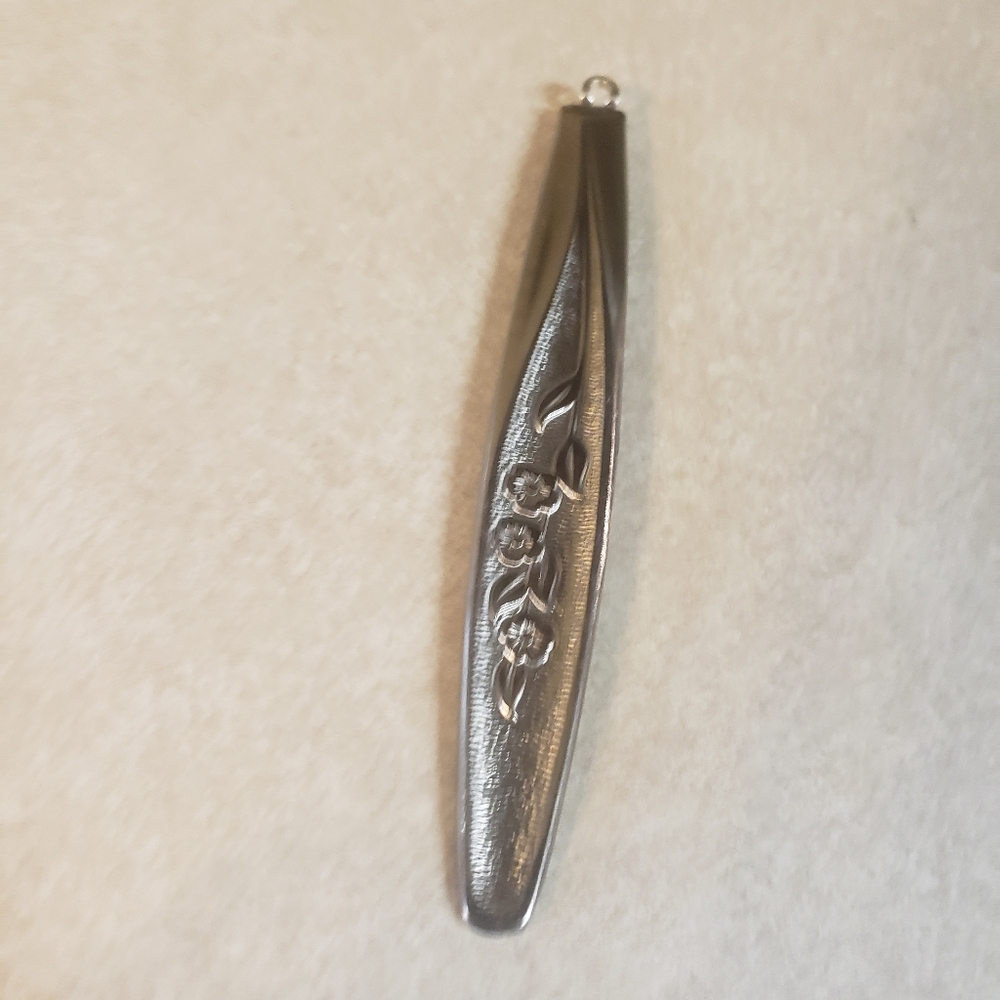 Handmade Floral Silverware Stem Pendant, no chain included, 3 1/2 inches Long
